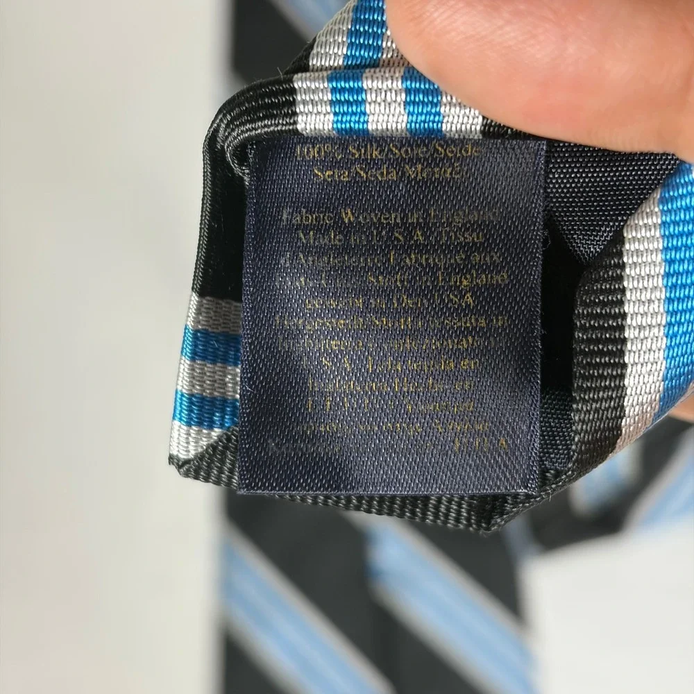 Brooks Brothers 9/11‎ Memorial Silk Tie Black Blue White Repp Stripe England USA